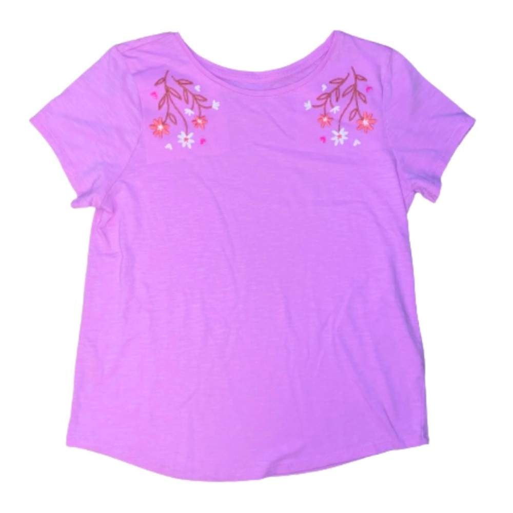 SO Girls XL Pastel Magenta Floral Embroidery Detail Short Sleeved Blouse